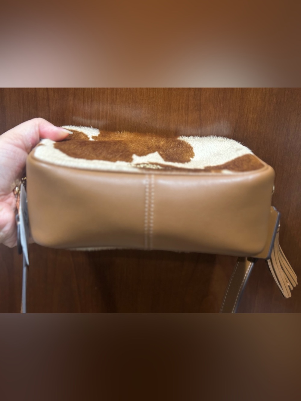 Coach Mini Carey Crossbody Bag Haircalf With Cow Print CEK71 Gold/Cow Multi NWT - Picture 8 of 11